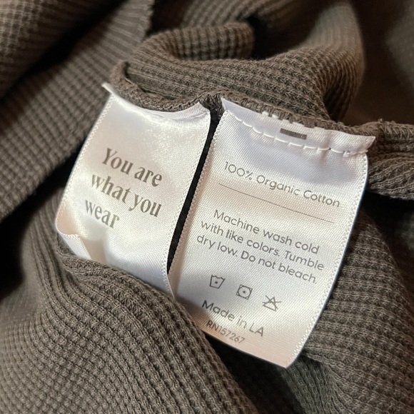 Mate The Label | Organic Thermal Crew Neck Shirt Pullover Top Charcoal Size XS - Picture 10 of 10